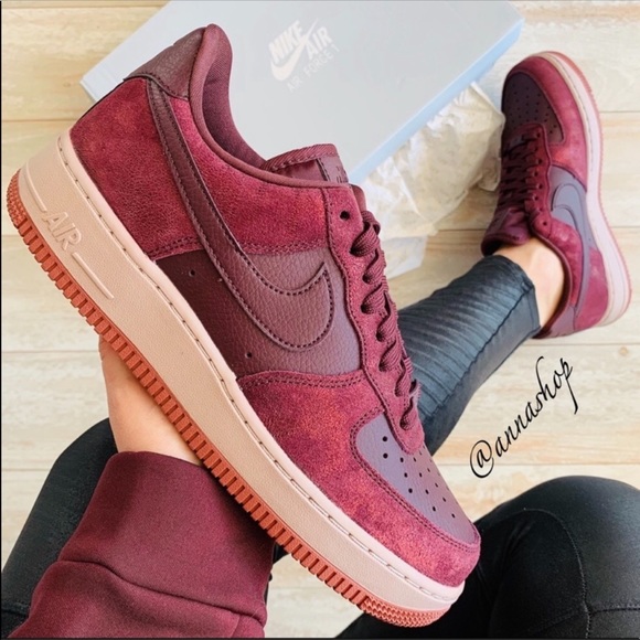 NWT Nike Air Force  1 Premium Burgundy - Picture 2 of 9